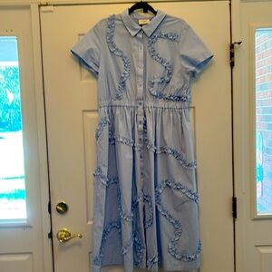 Kate Spade Blue Ruffled Midi Dress